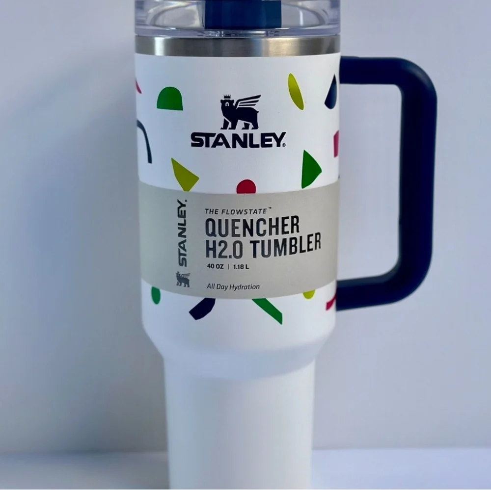 Stanley White Tumbler with Colorful Pattern